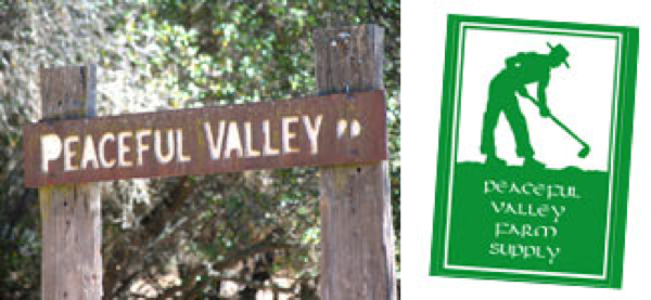 Signage at a farm supply store with a wooden sign and a green and white store sign.