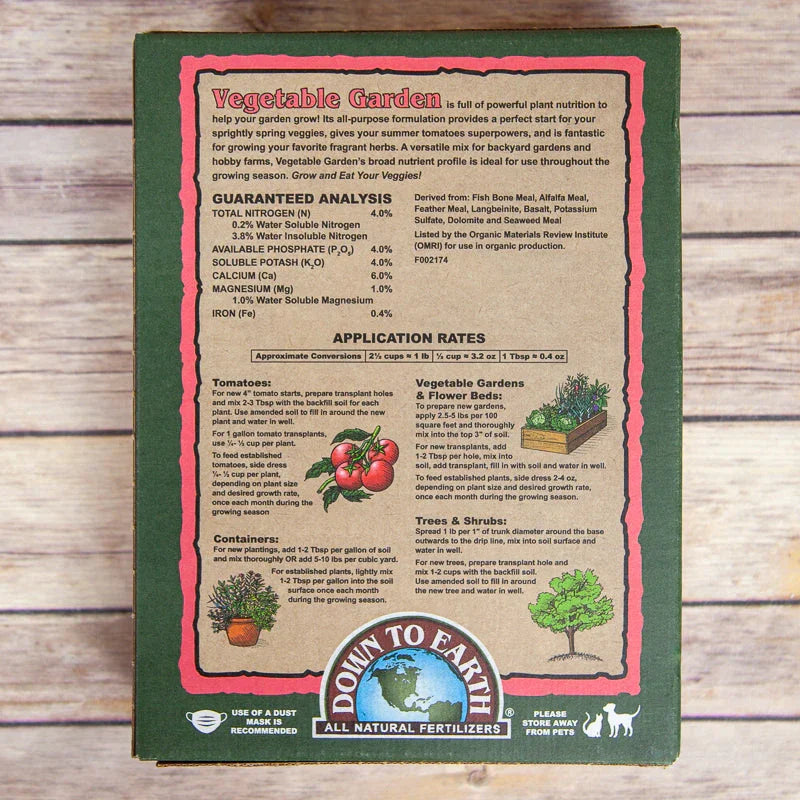 Vegetable Garden Fertilizer 4-4-4 (5 lb box) Down to Earth