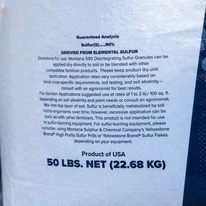 Organic Sulfur 90% (Granular) 50 lbs Montana Sulfur