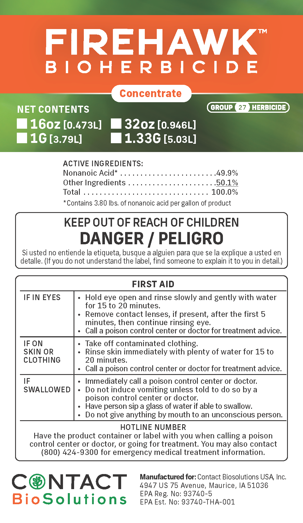 FireHawk Bioherbicide Concentrate Grow Organic