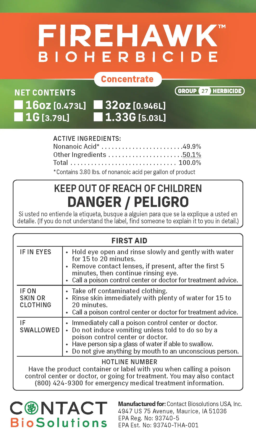 FireHawk Bioherbicide Concentrate Grow Organic
