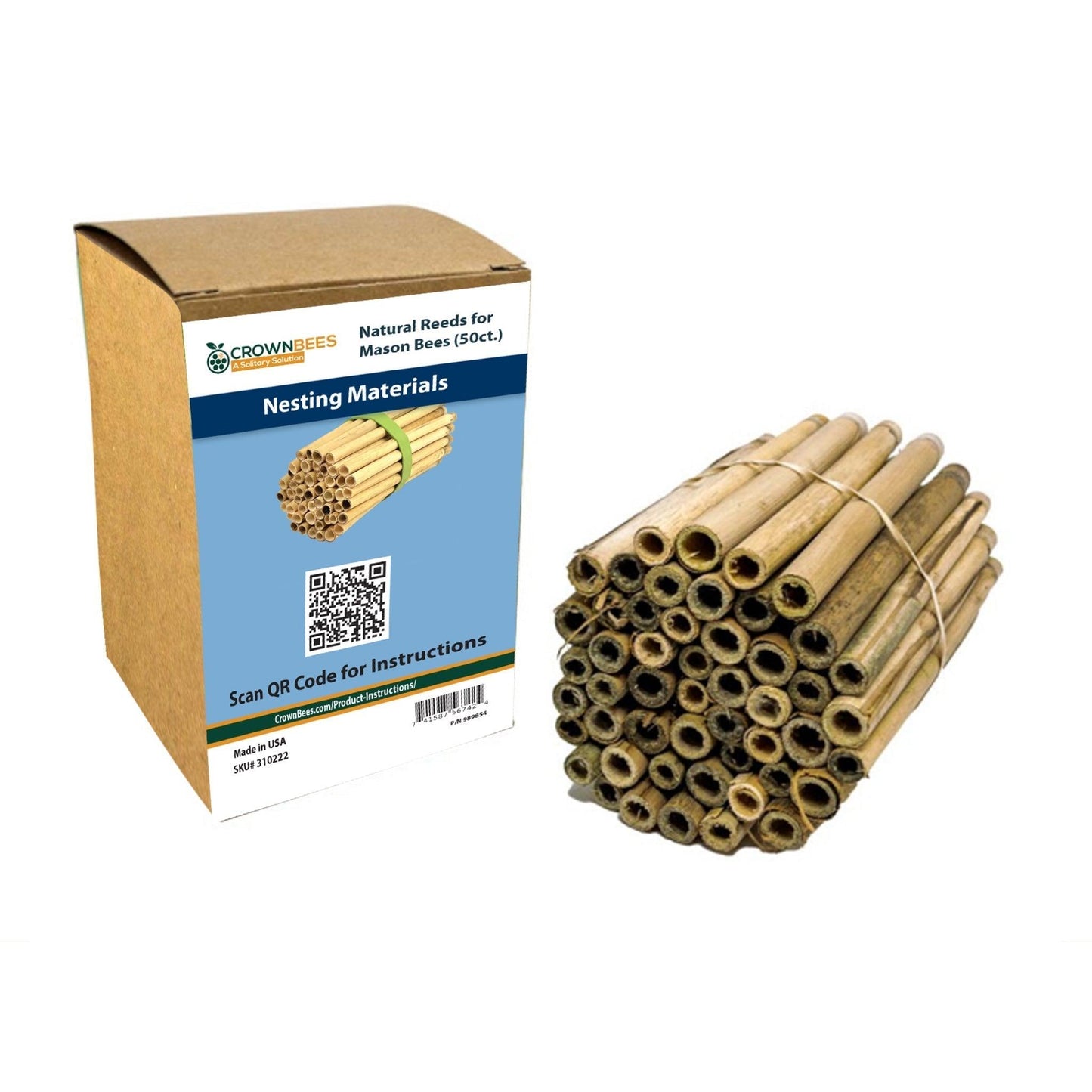 Spring Natural Reeds for Mason Bees - 8mm 50 ct CrownBees