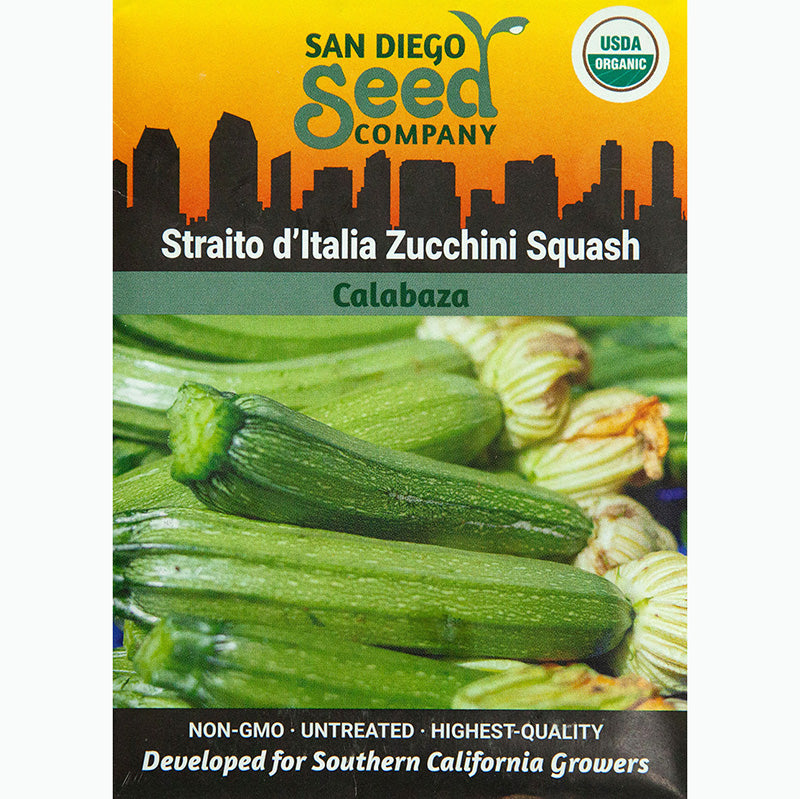 Seed Pack For Straito d'Italia Zucchini Squash By San Diego Seed Company 