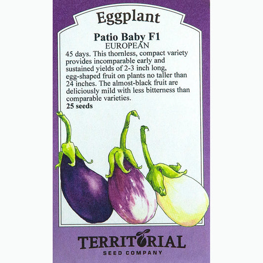 Seed Pack For Patio Baby F1 Eggplant By Territorial Seed Company 