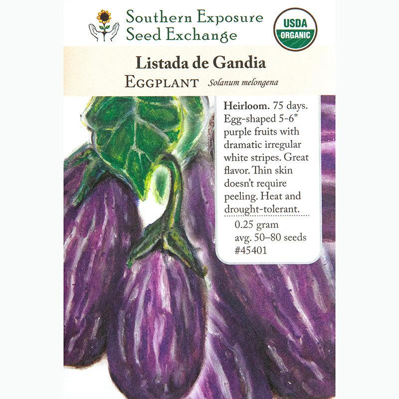 Listada de Gandia Eggplant Seeds (Organic) Southern Exposure Seed Exchange
