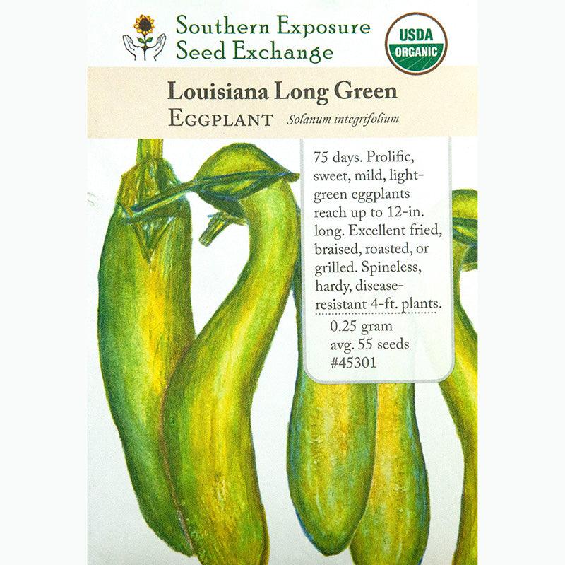 Louisiana Long Green Eggplant Seeds (Organic) Southern Exposure Seed Exchange