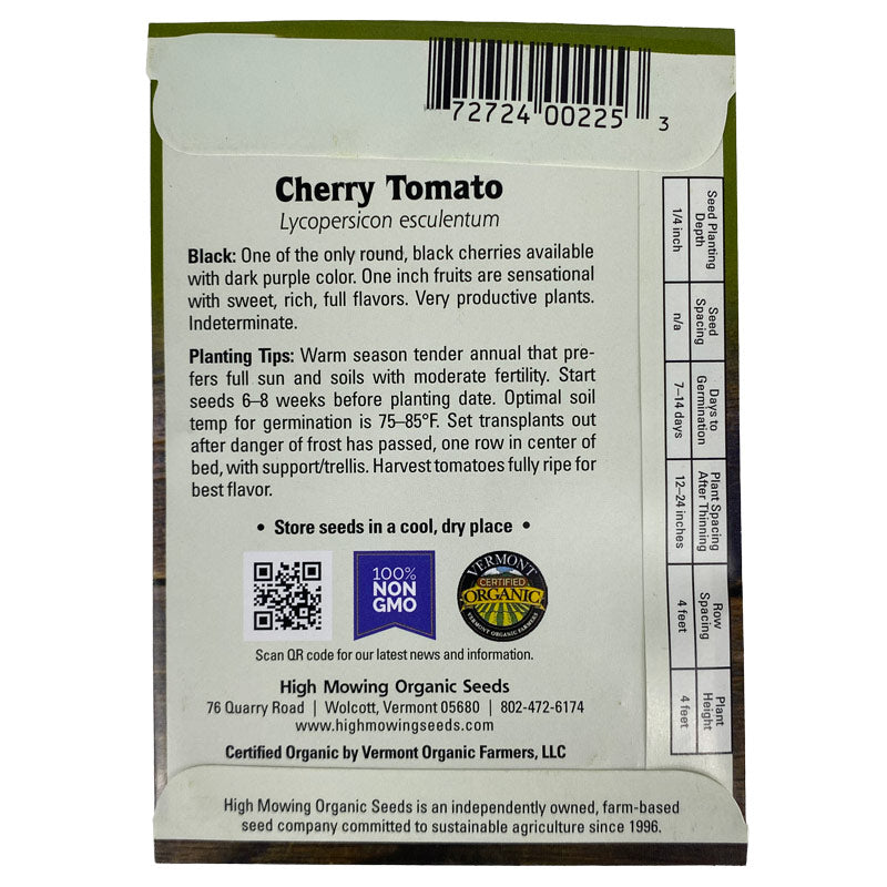 Organic Black Cherry Tomato High Mowing Seeds