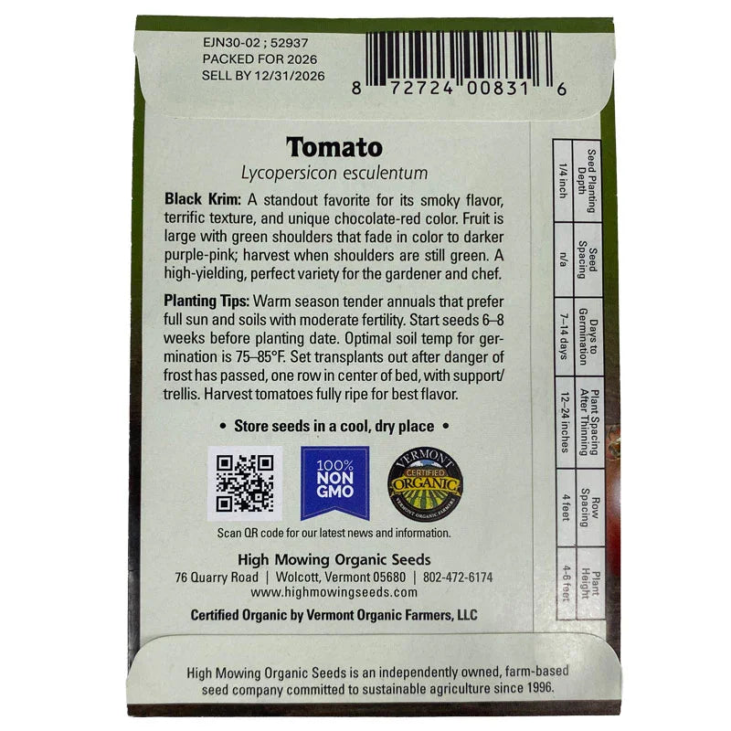 Organic Black Krim Tomato High Mowing Seeds