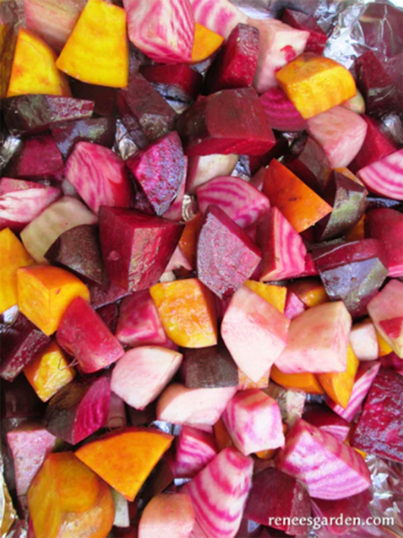 Diced Five Color Rainbow beets 