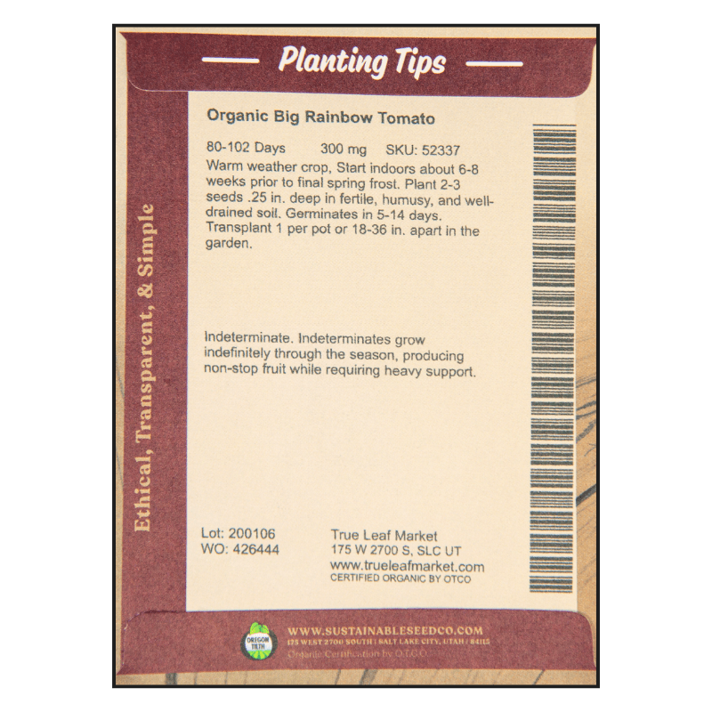 Big Rainbow Tomato (Organic) True Leaf Market