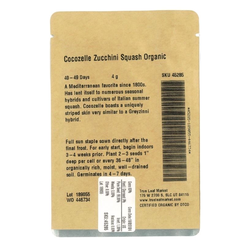Cocozelle Summer Squash (Organic) True Leaf Market