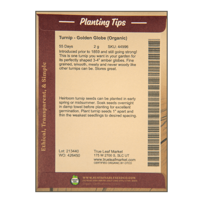 Golden Globe Turnip True Leaf Market