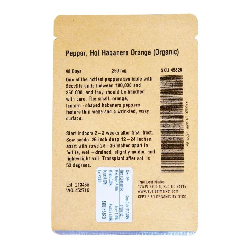 Hot Orange Habanero Pepper (Organic) True Leaf Market