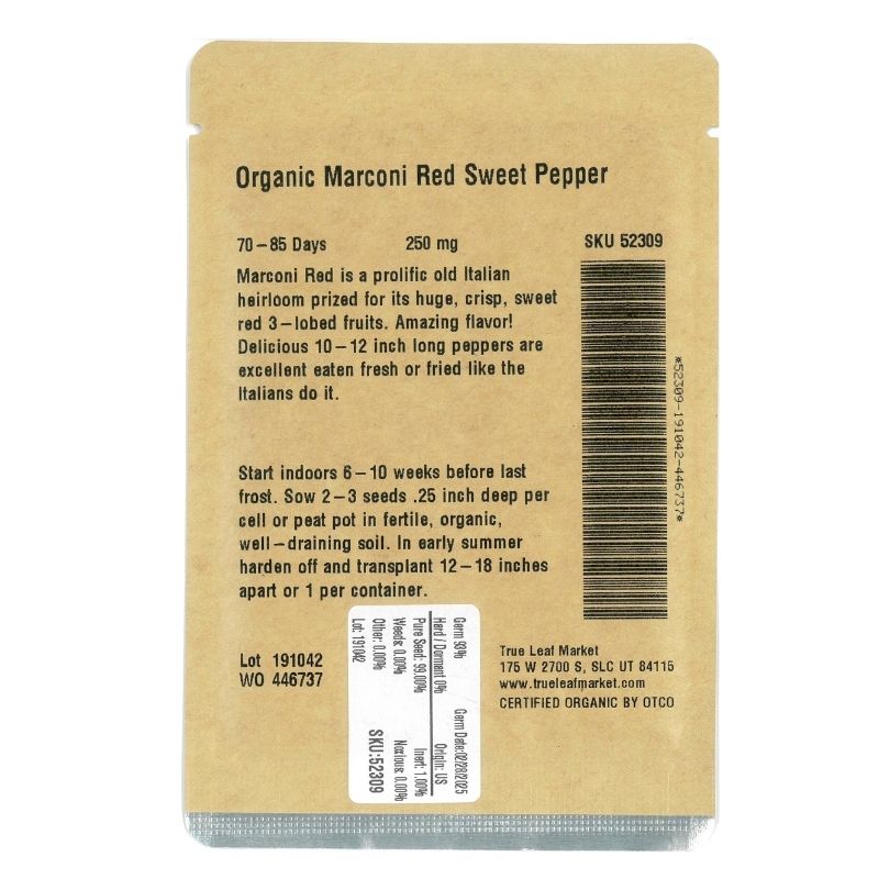 Marconi Red Sweet Pepper (Organic) - Grow Organic