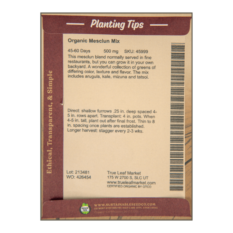 Mesclun Mix Greens (Organic) True Leaf Market