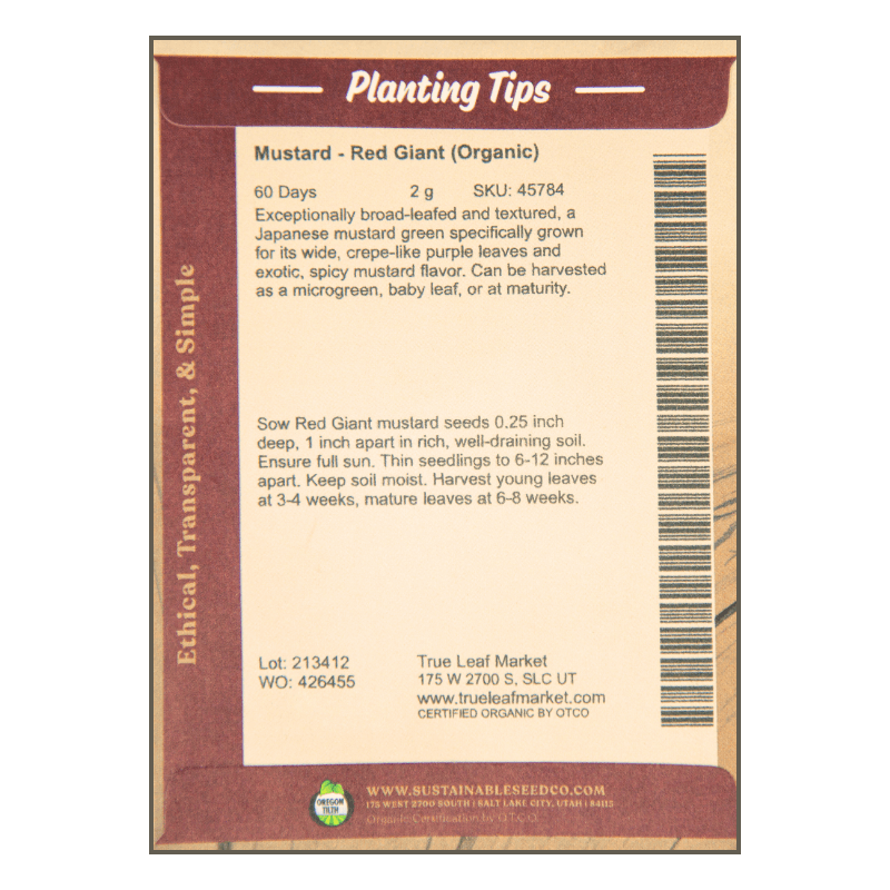 Mustard Giant Red Greens (Organic) True Leaf Market