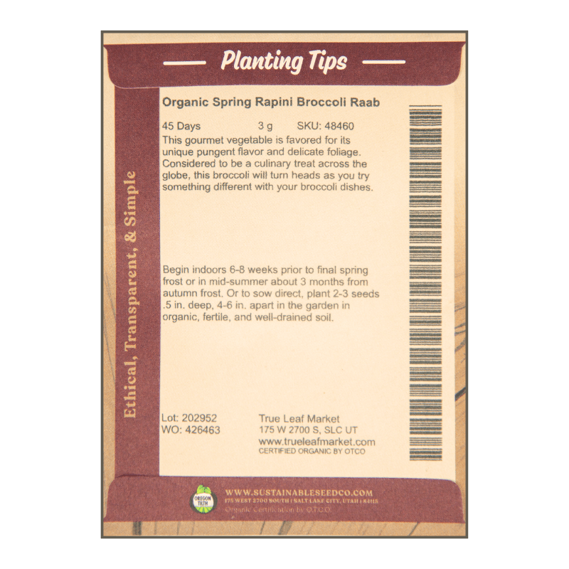 Spring Rapini Broccoli (Organic) True Leaf Market