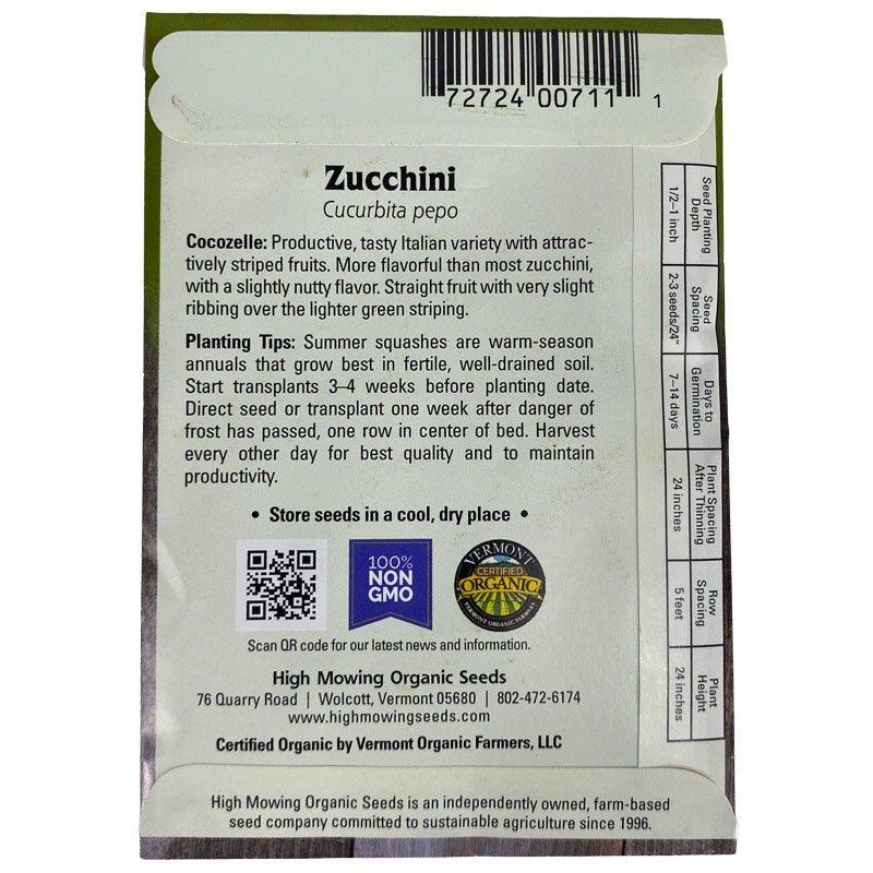 Organic Cocozelle Summer Squash High Mowing Seeds