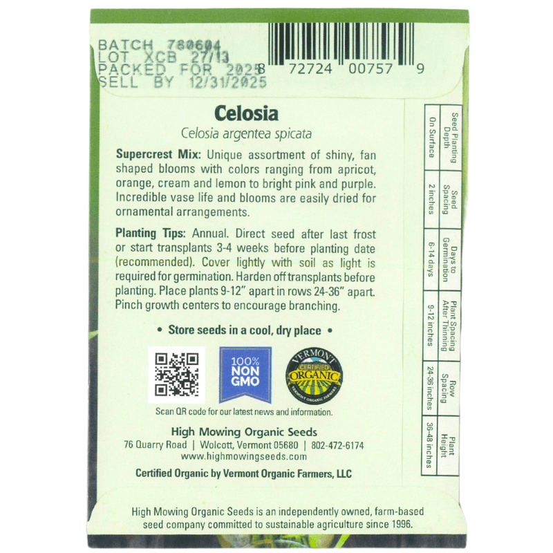 Supercrest Celosia (Organic) High Mowing Seeds