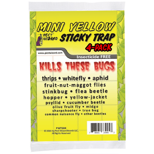 Pest Wizard Yellow Sticky Card Trap, Mini 4-Pack Pest Wizard