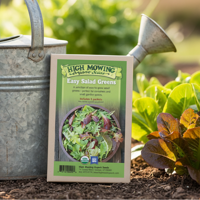 container vegetable garden seeds Organic Easy Salad Greens 3 Seeds Packets – Grow Organic