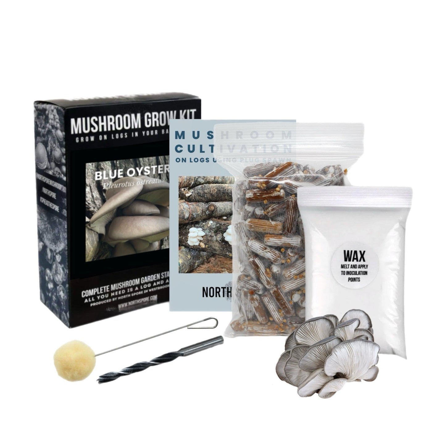 Organic Blue Oyster Mushroom Outdoor Log Growing Kit With Spawn North Spore