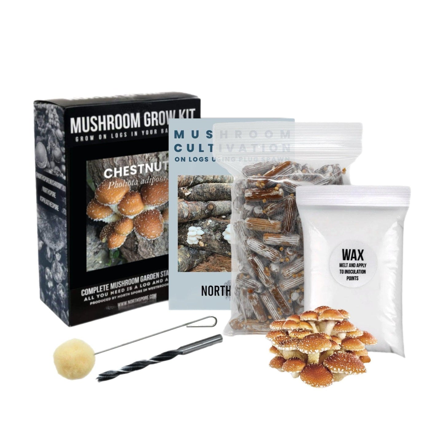 Organic Chestnut Mushroom Outdoor Log Kit With Spawn North Spore