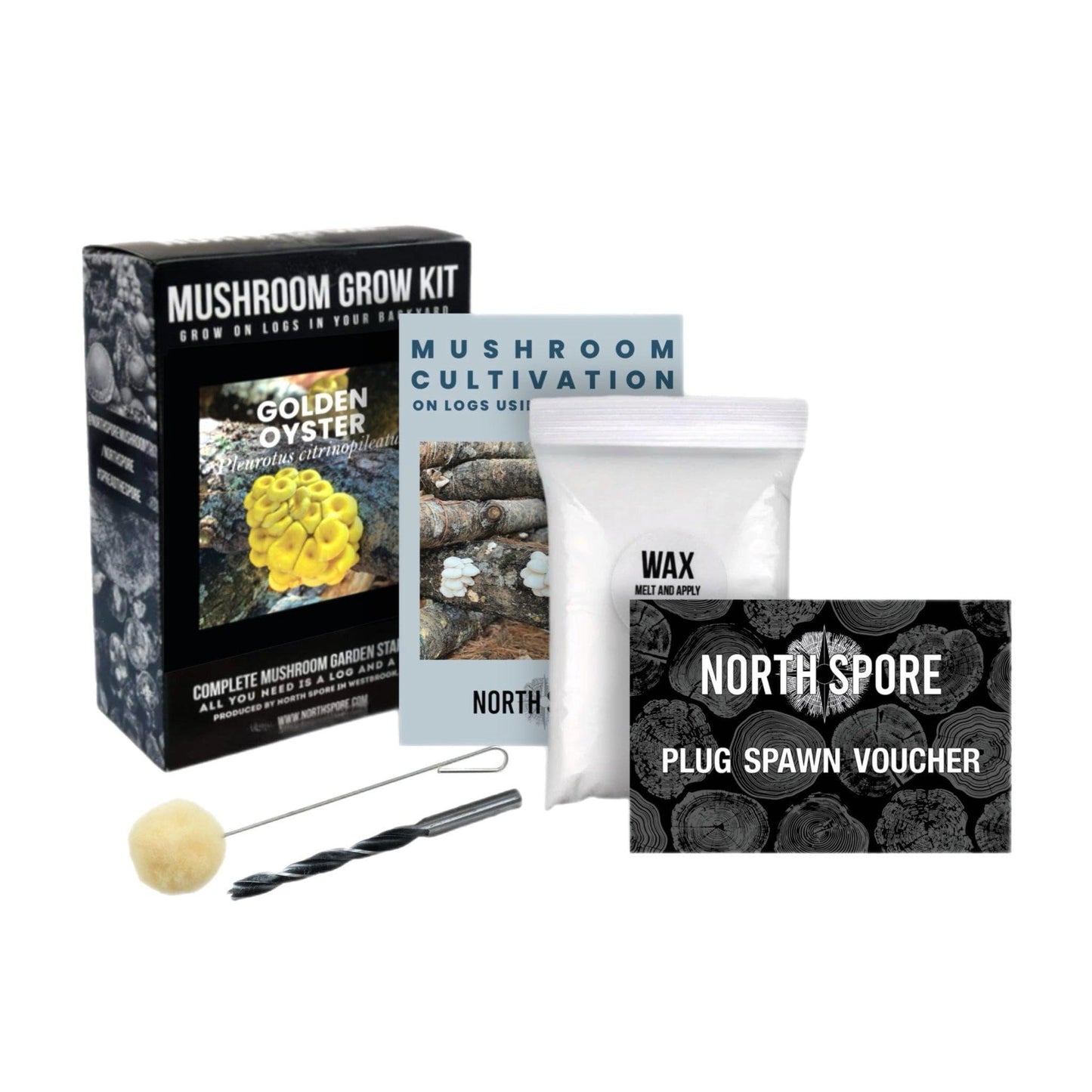 Organic Golden Oyster Mushroom Outdoor Log Growing Kit With Voucher North Spore