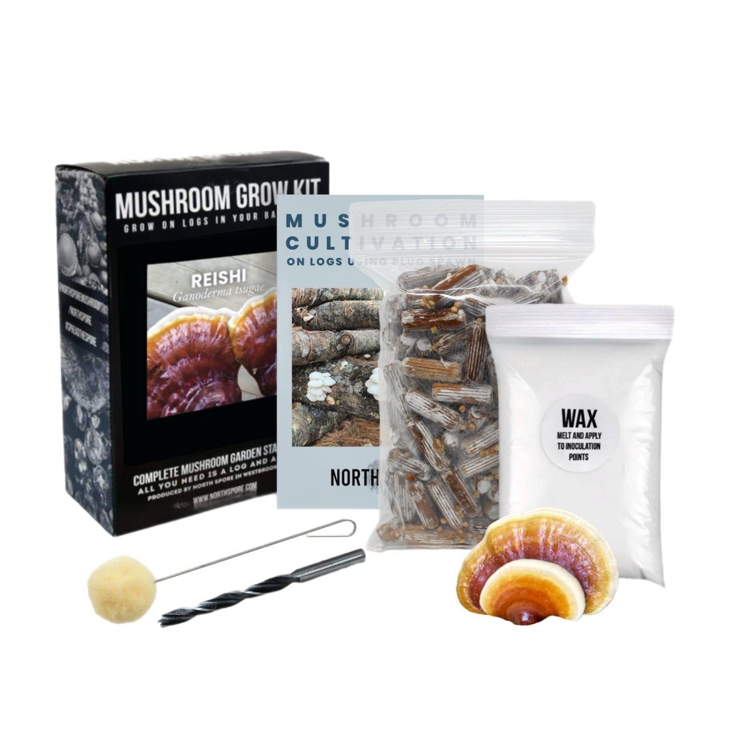 Organic Hemlock Reishi Mushroom Outdoor Log Growing Kit With Spawn North Spore