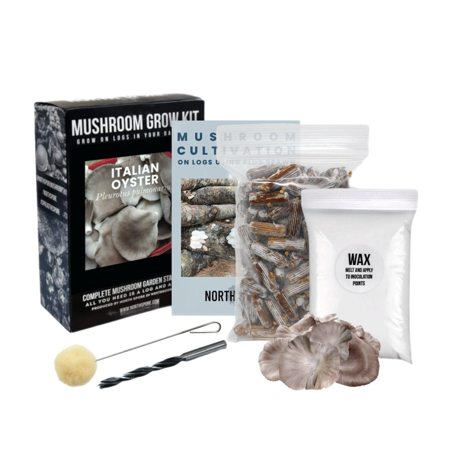 Organic Italian Oyster Mushroom Outdoor Log Growing Kit With Spawn North Spore