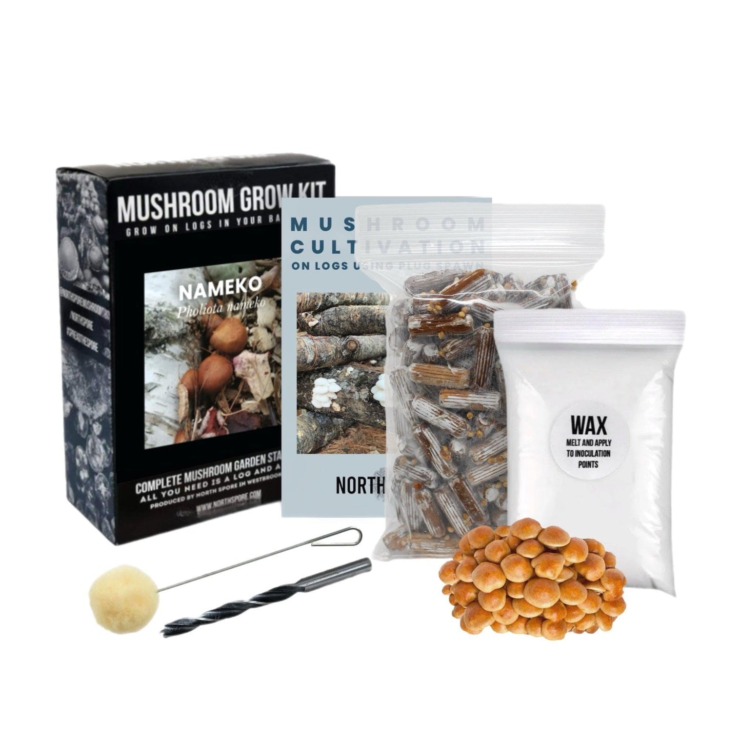 Organic Nameko Mushroom Outdoor Log Growing Kit With Spawn North Spore