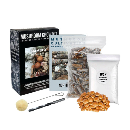 Organic Nameko Mushroom Outdoor Log Growing Kit With Spawn North Spore