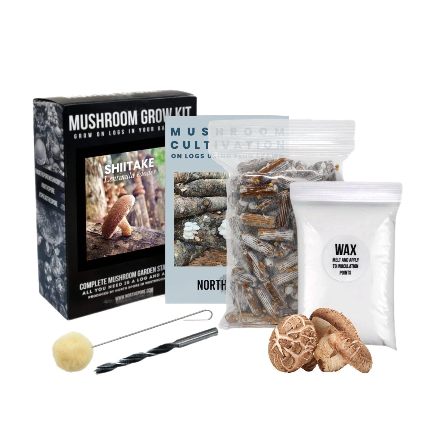 Organic Shiitake Mushroom Outdoor Log Kit With Spawn North Spore