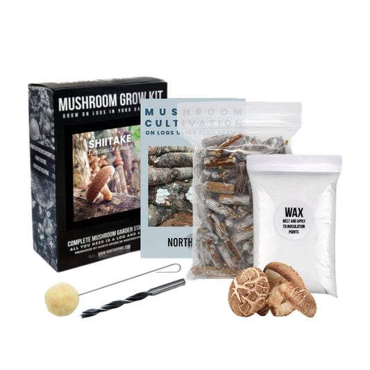 Organic Shiitake Mushroom Outdoor Log Kit With Spawn North Spore
