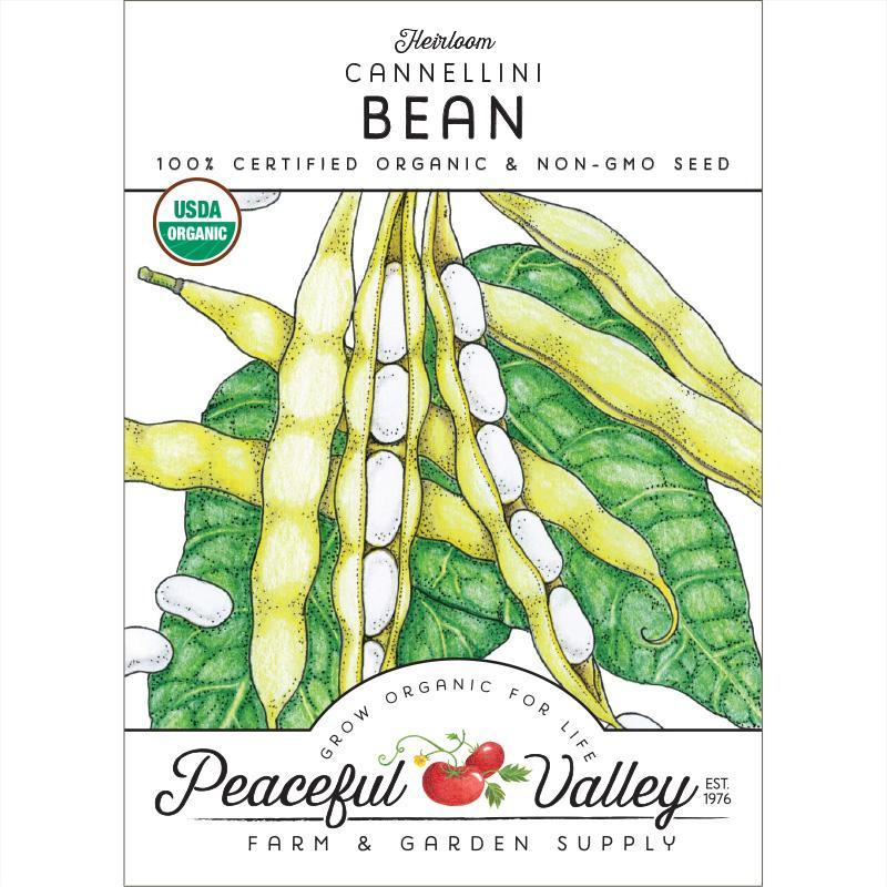 Cannellini Bush Bean Seeds (Organic) Pack Peaceful Valley