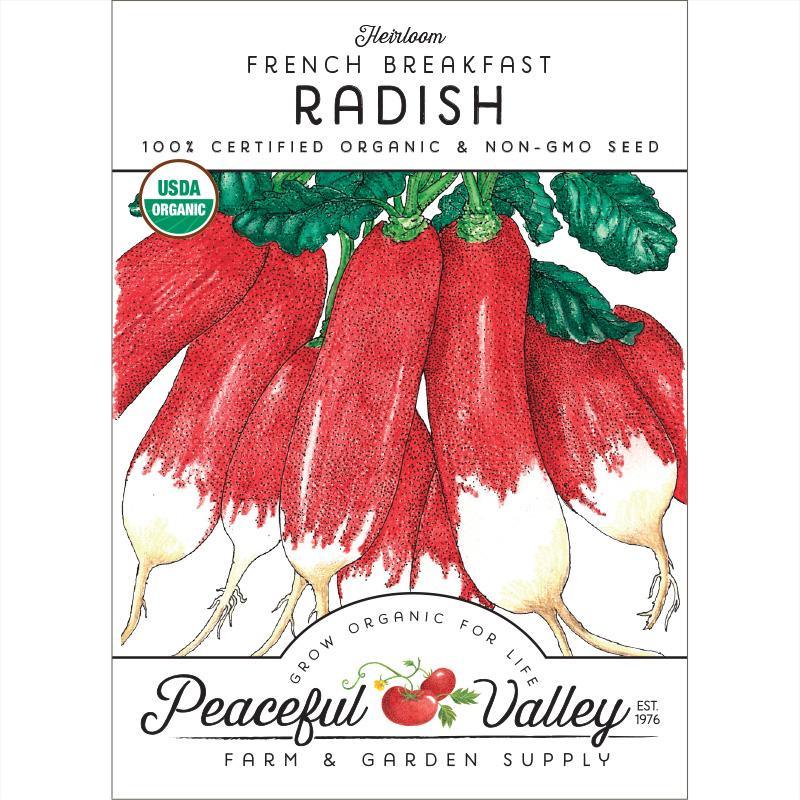 French Breakfast Radish Seeds (Organic) Peaceful Valley