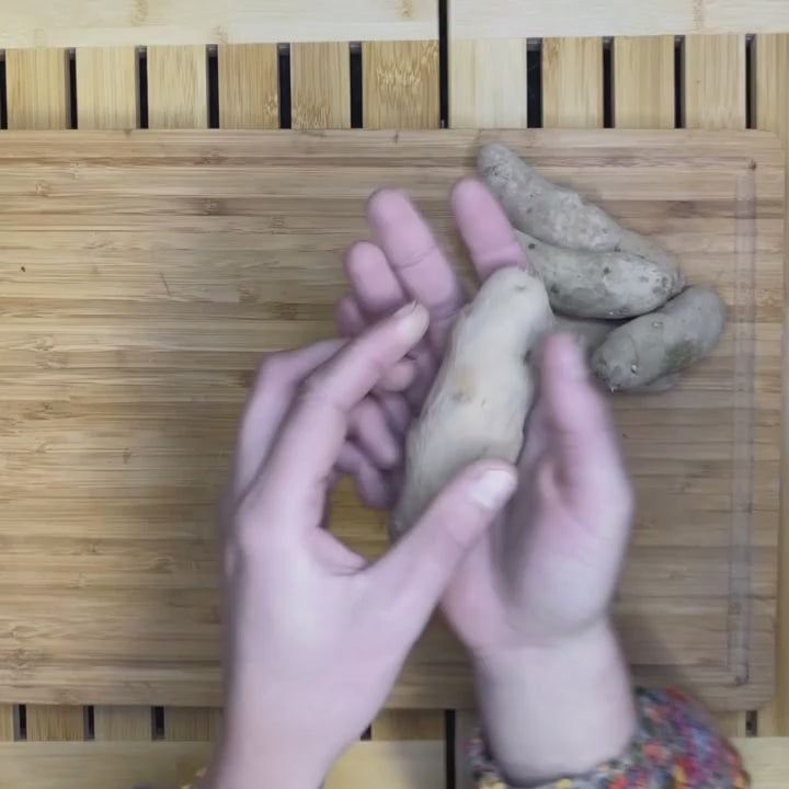 Russian Banana Fingerling Potato chopping video