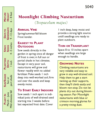 Moonlight Climbing Nasturtium Flower Seeds Renee's Garden