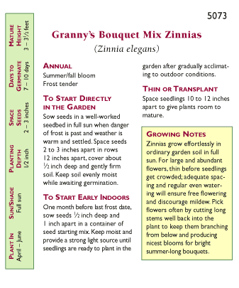 Granny's Bouquet Zinnia Flower Seeds Renee's Garden