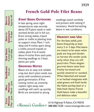 French Gold Filet Pole Bean Seeds Renee's Garden