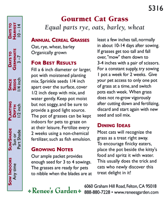 Cat Treats Gourmet Greens Seed Mix Renee's Garden