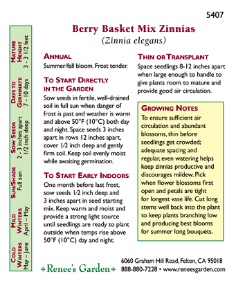 Berry Basket Cutting Zinnia Flower Seeds Renee's Garden