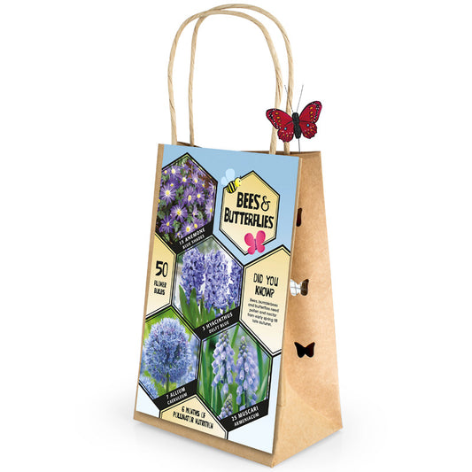 Bee Blue Collection - (50 Bulbs) - Grow Organic Bee Bulb Collection - Blue (Pack of 50) Flower Bulbs