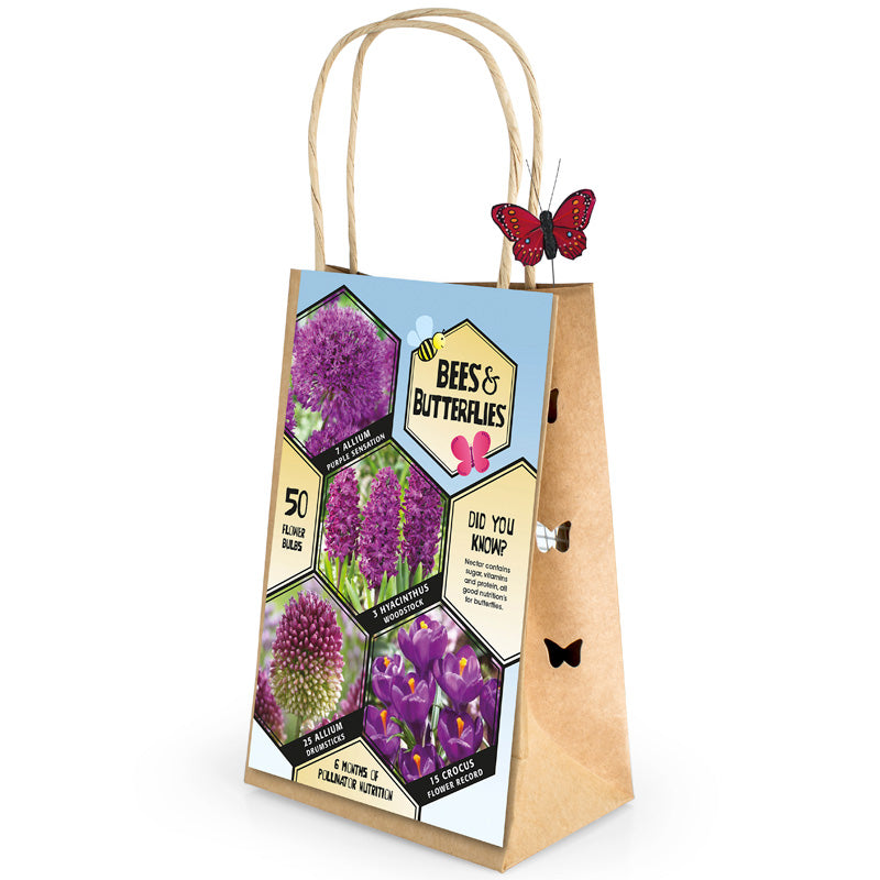 Bee Purple Collection - (50 Bulbs) - Grow Organic Bee Bulb Collection - Purple (Pack of 50) Flower Bulbs