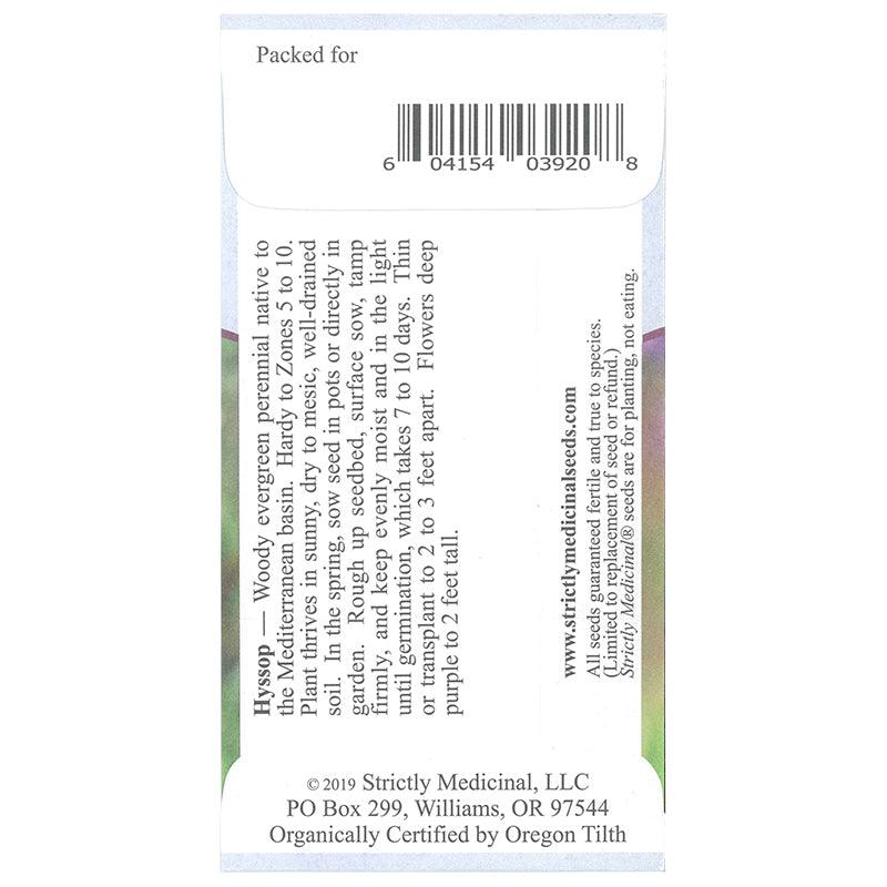 Official Hyssop Seeds (Organic) Strictly Medicinal