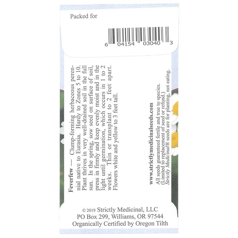 Feverfew Seeds (Organic) Strictly Medicinal