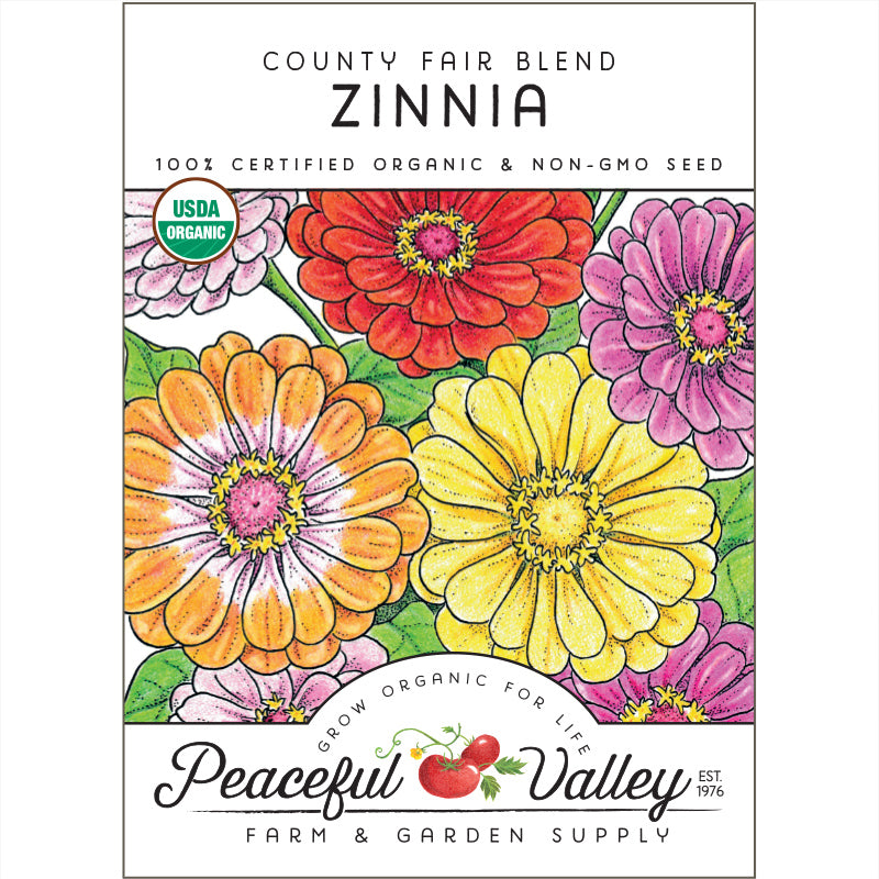 Organic County Fair Blend Zinnia from $3.99 - Grow Organic Organic Zinnia, County Fair Blend Flower Seeds
