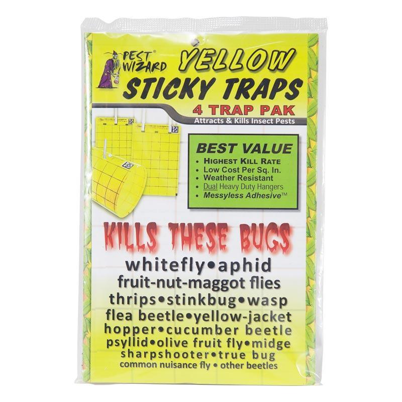 Pest Wizard Yellow Sticky Card Trap, Large 4-Pack Pest Wizard