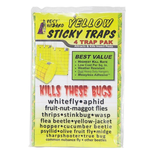 Pest Wizard Yellow Sticky Card Trap, Large 4-Pack Pest Wizard