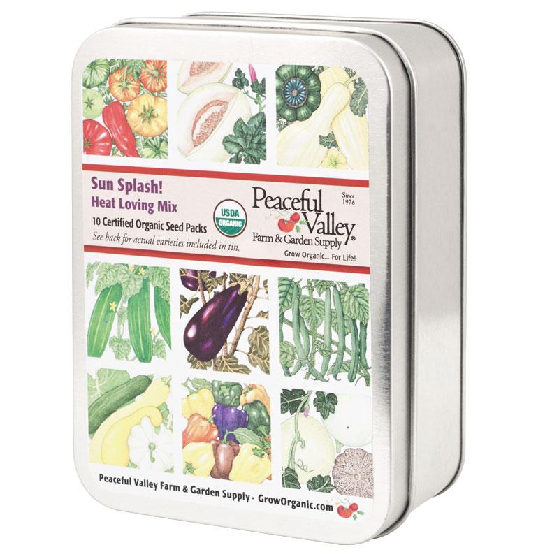 Gift Seed Tin - Sun Splash Collection - Grow Organic Gift Seed Tin - Sun Splash Collection Vegetable Seeds